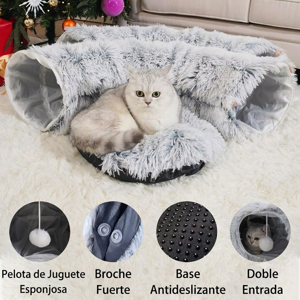Cama Túnel Multifuncional para Gatos – Diversión y Descanso en un Solo Lugar