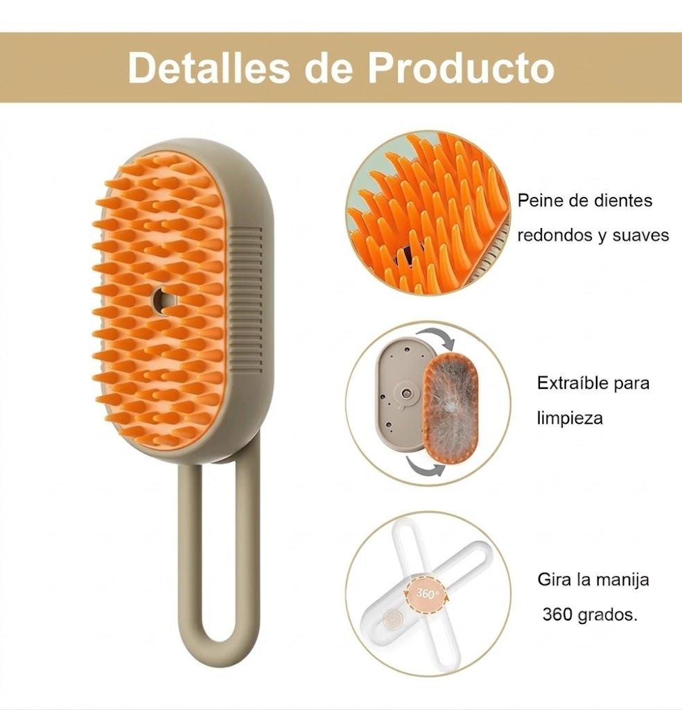 Cepillo Vapor Para Masaje Mascotas